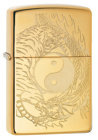 Зажигалка High Polish Brass Tiger and Dragon Design Zippo 49024