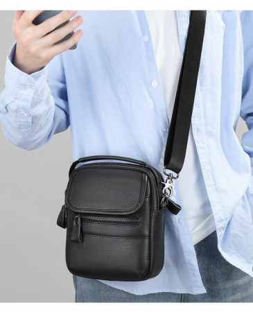 Сумка через плечо из натуральной кожи 6093black