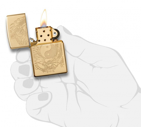 Зажигалка High Polish Brass Tiger and Dragon Design Zippo 49024